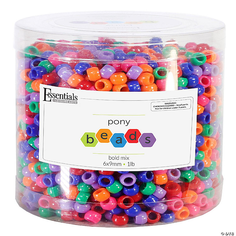 Hygloss Plastic Pony Bead, Assorted Glitter Color, Pack of 1000