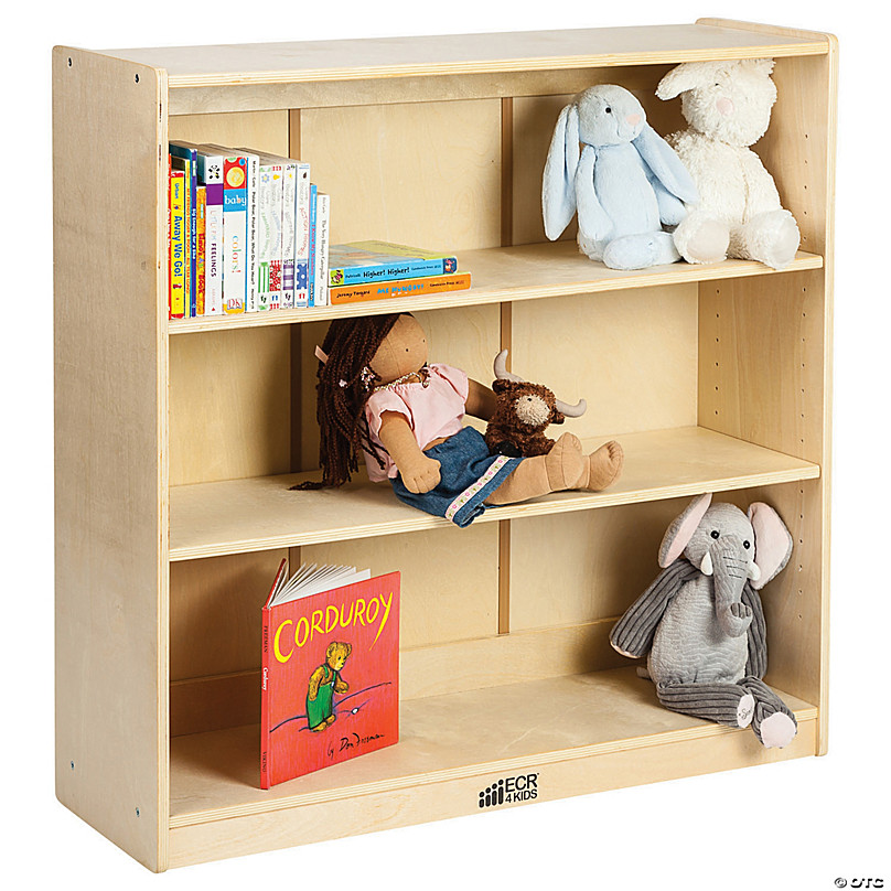 ECR4Kids Birch Bookcase with Adjustable Shelves, 3 Shelf, Natural, 36 H