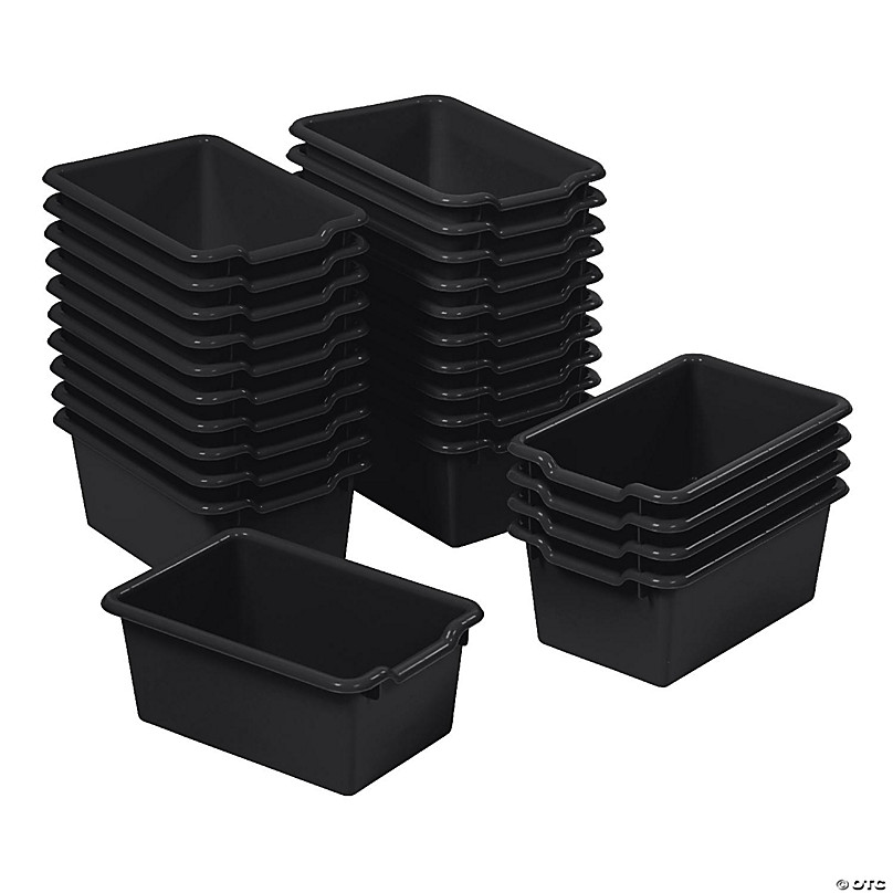 Black Storage Boxes with Lids - 6 Pc.