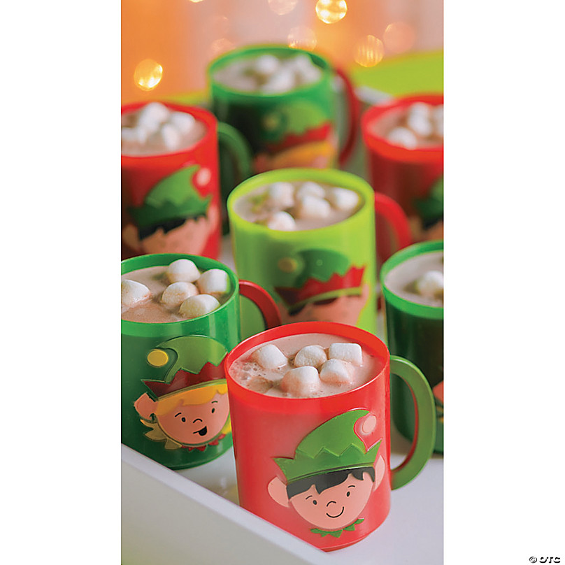 Santa Face BPA-Free Plastic Mugs - 12 Ct.