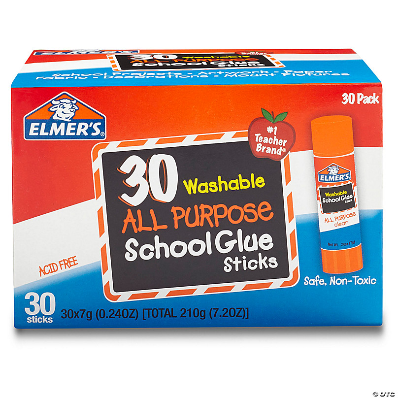 Elmer's Washable School Glue Sticks, All Purpose, Pack of 30