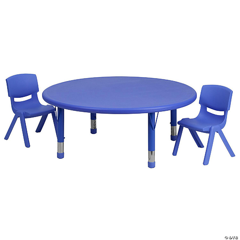 Qaba Kids Table And Chair Set With 4 Chairs, Adjustable Height