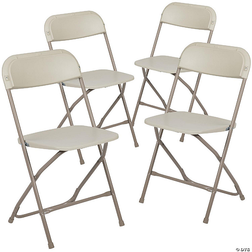 Emma + Oliver Folding Chair - Beige Plastic - 4 Pack 650LB Weight ...