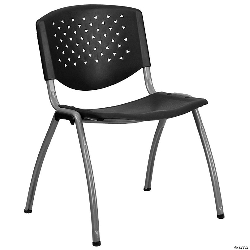 Emma Oliver Home and Office Black Plastic Stack Chair with