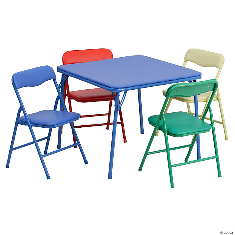 Emma Oliver Kids Colorful 5 Piece Folding Activity Table And Chair Set For Home And Daycare~14315646 