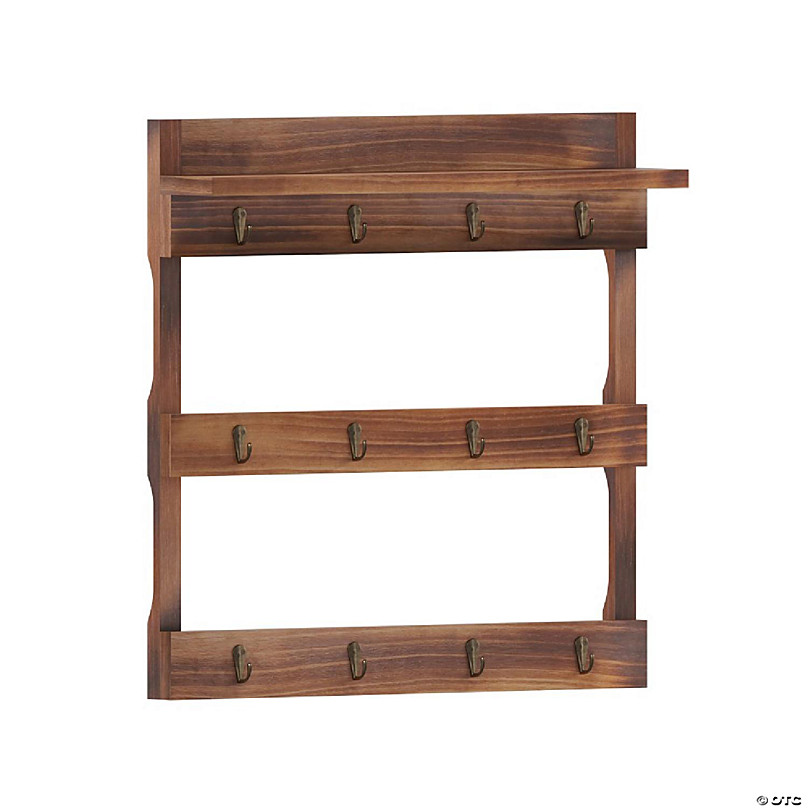 Emma + Oliver Wade Rustic Wall Hanging Storage Rack - Weathered