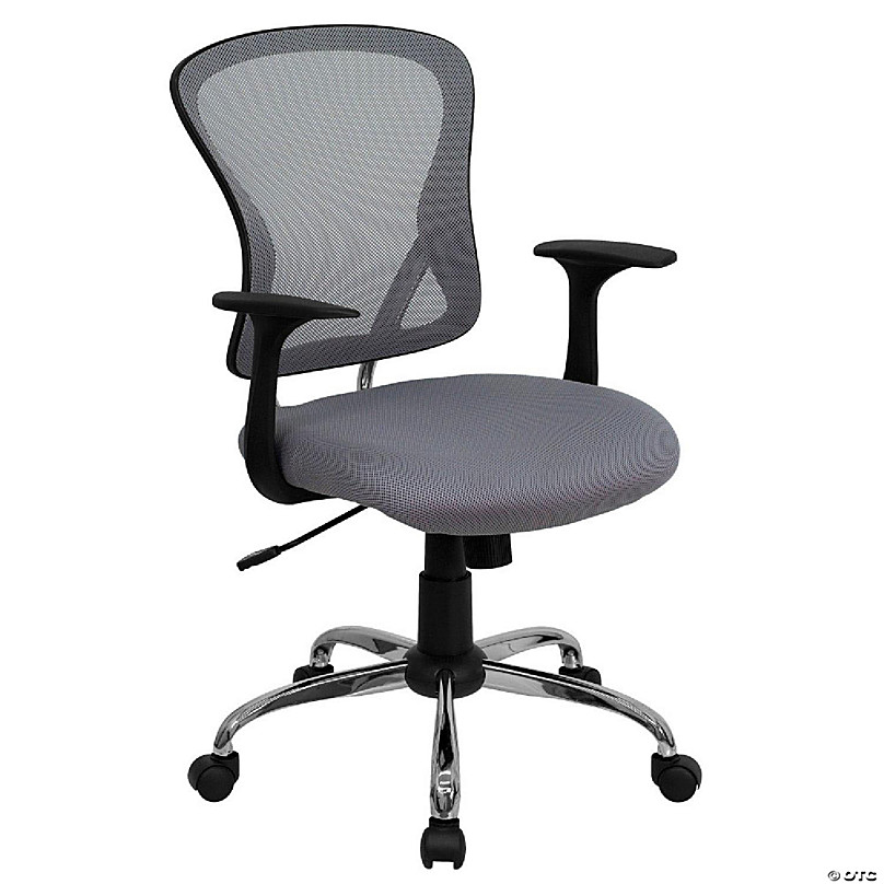 Mid-Back Gray Mesh Padded Swivel Task Office Chair with Chrome Base