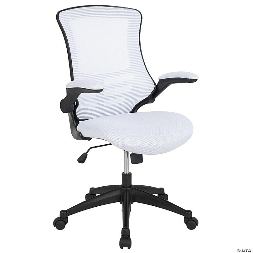 Emma and Oliver Mid-Back White LeatherSoft Ribbed Executive Swivel Office  Chair - Desk Chair