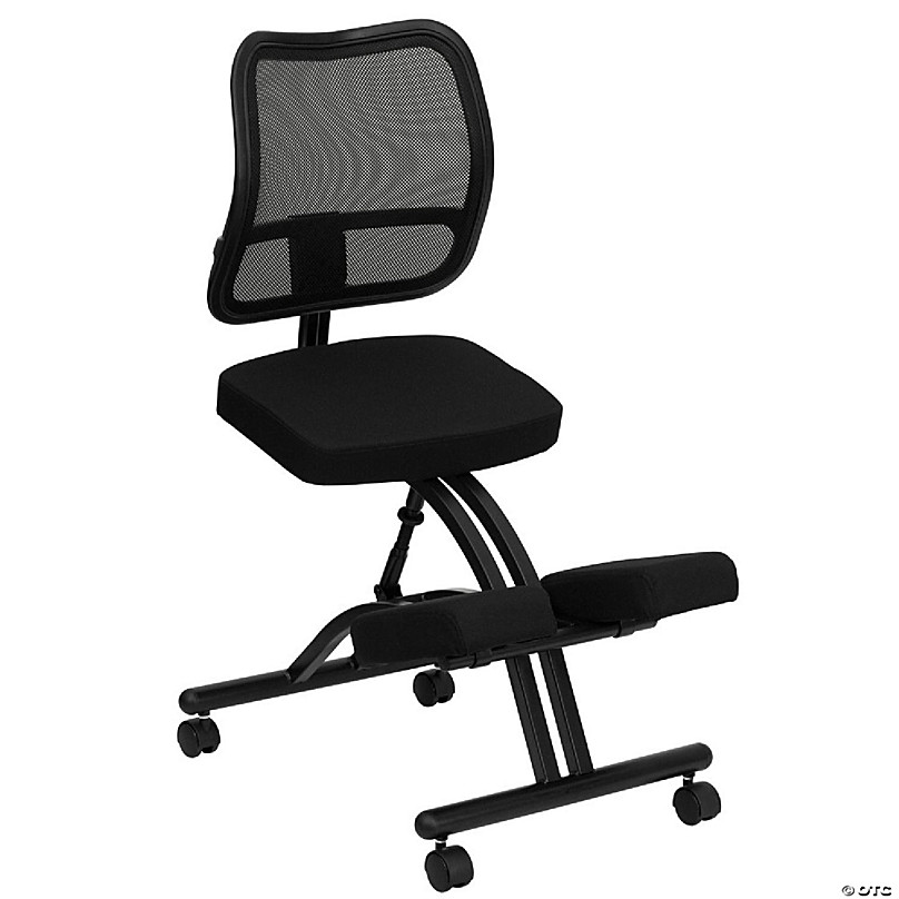 Emma + Oliver Mobile Ergonomic Kneeling Posture Task Office Chair in Black Fabric