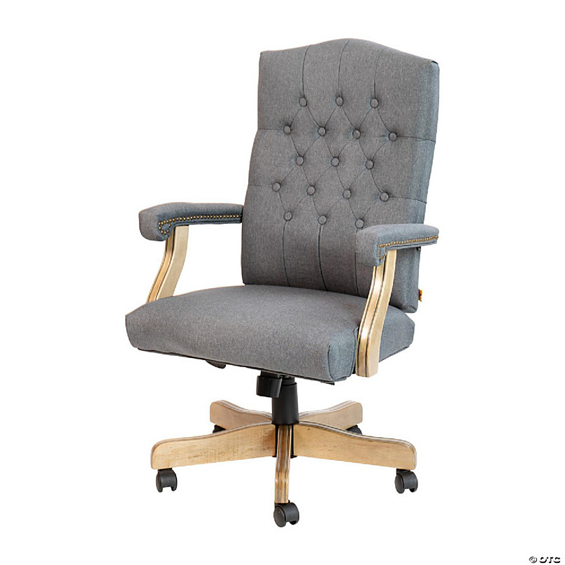 Emma + Oliver Traditional Office Chair - Home Office Gray Fabric Tufted  Swivel Office Chair | Oriental Trading