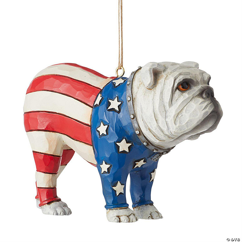 Enesco Jim Shore Heartwood Creek Patriotic Bulldog Ornament 2.9 Inch  6011679