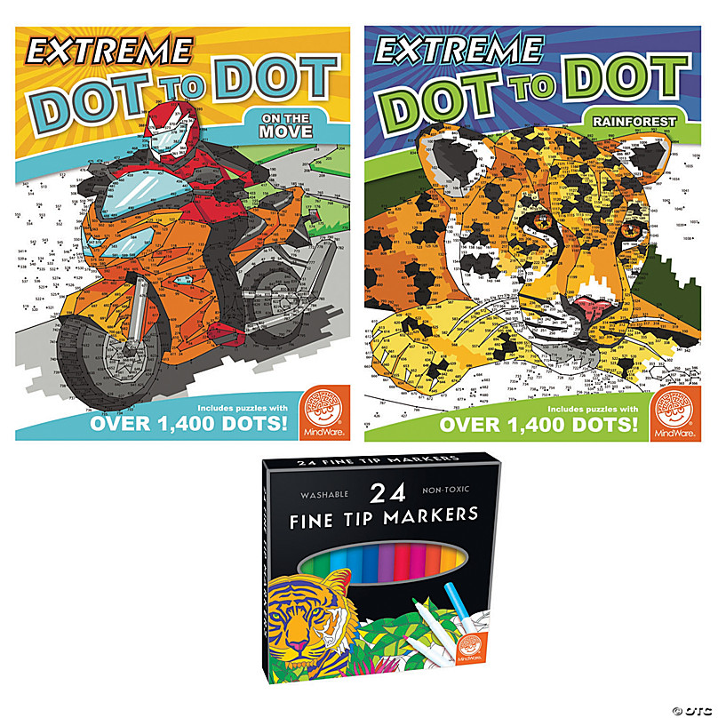  MindWare Extreme Dot to Dot Coloring Book for Kids: Pets - 32  Puzzles, Each Range from 300 to Over 1,400 dots - Ages 8 and up : Toys &  Games