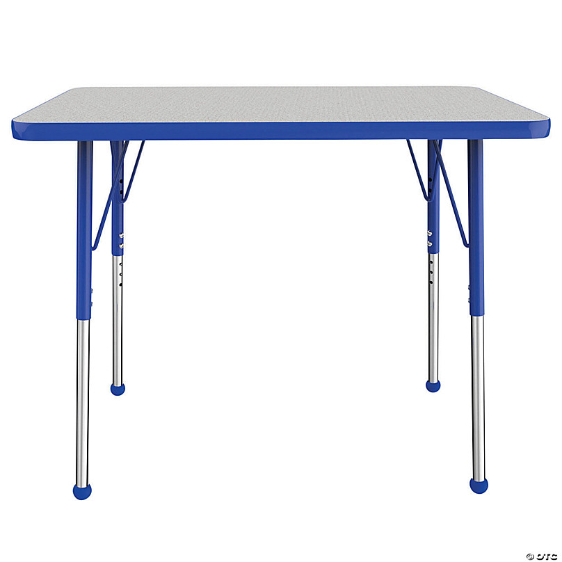 Factory Direct Partners 24 x 72 Rectangle T-Mold Adjustable Kids Classroom Activity Table with Chunky Leg Gray/Blue 