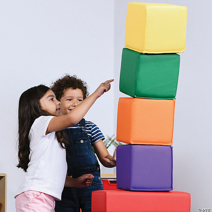 Soft Play Set for Toddlers and Kids 6-Piece Set Factory Direct Partners SoftScape Stack-a-Block Big Foam Construction Building Blocks - Assorted 