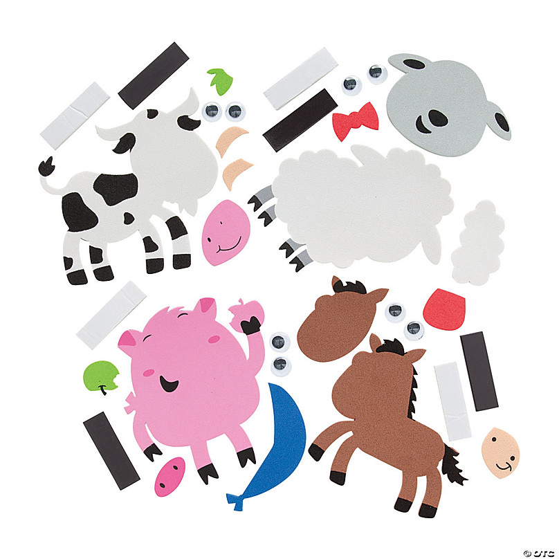 12 Farm Animals Barnyard Theme Magnet Craft Kits Crafts for Kids 
