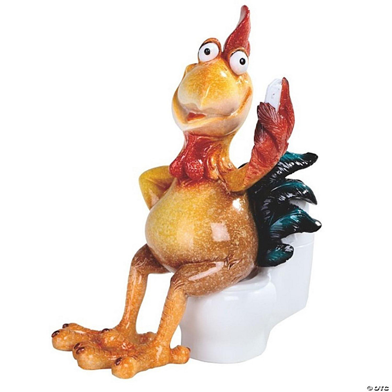 FC Design 6.75H Funny Rooster on Toilet Statue Wild Animal Decoration  Figurine