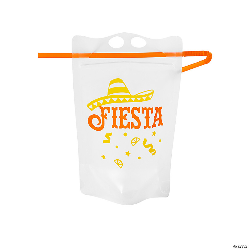 Let’s Party Collapsible Plastic Drink Pouches with Straws - 25 Pc. |  Oriental Trading