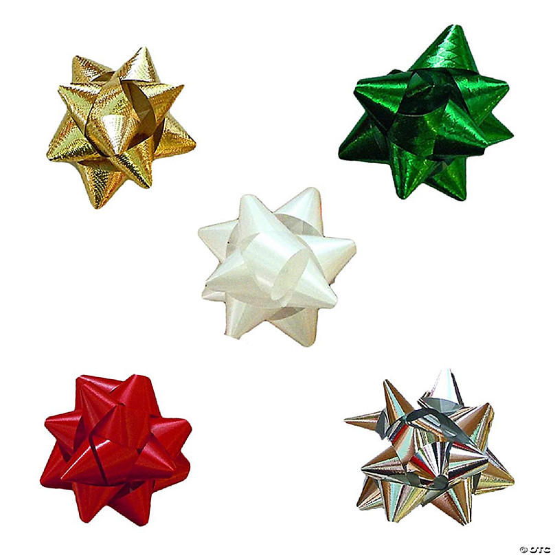 HOMEMAXS 5pcs/Pack Glittering Fabric Christmas Ribbon Bow Gift