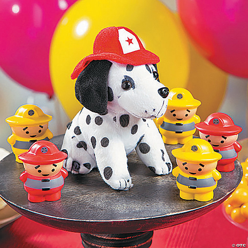 12 PC 7" Firefighter Dalmatian Plush Stuffed Animal Toy Kids Prizes Party Favors 