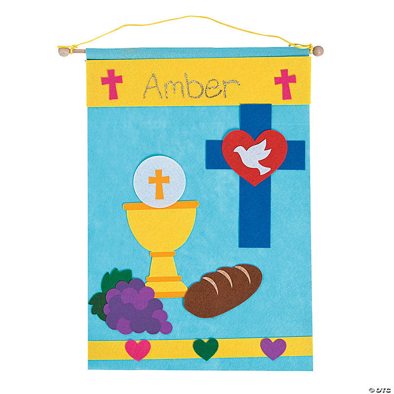 First Communion Banner Kit Cross Pink 9 x 12 