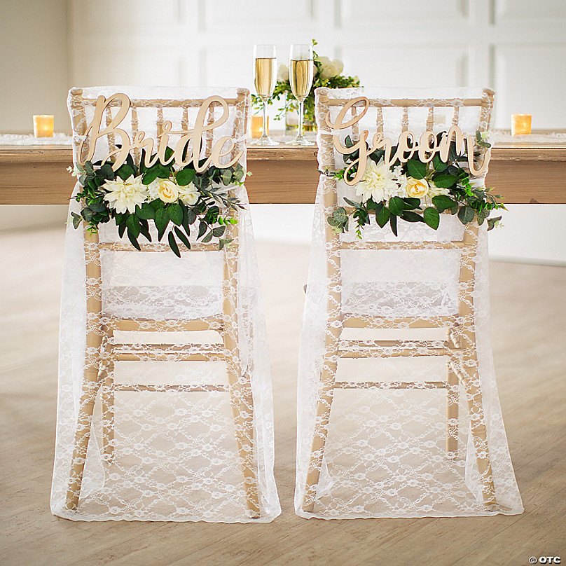 Floral & Fabric Wedding Chair Decor Set - 6 Pc.