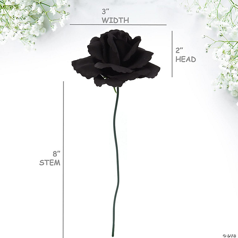 Artificial Flowers, Ribbon Roses, 0.75-inch, Black