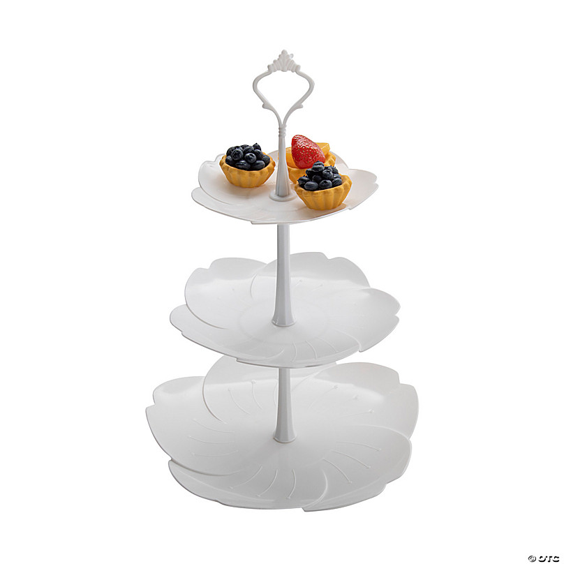 Cake Stand White and Gold Wedding Reception Bridal Shower 3 Tier Serving Tray 