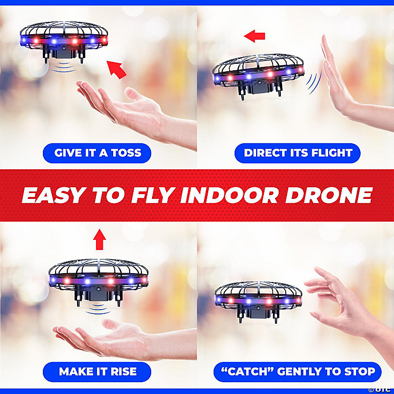 Force1-Hands Free Motion Sensor Mini Drone, Easy Indoor Small UFO Toy Flying Drone(Red/Blue) | Oriental Trading