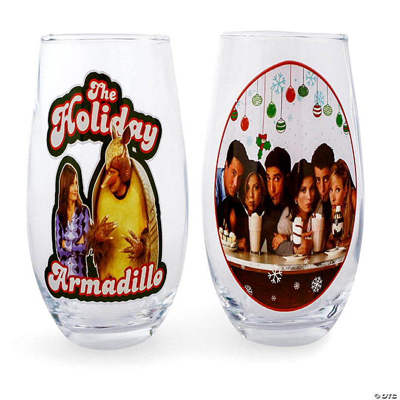 Funny Phrases Christmas Stemless Plastic Wine Glasses, 15oz, 4pc