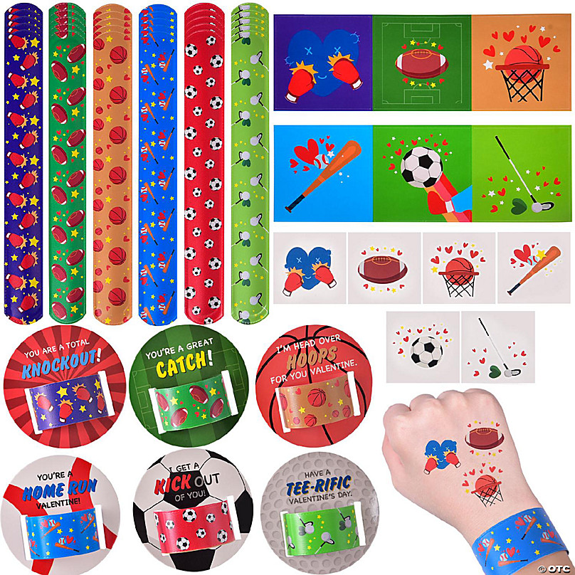 Fun Little Toys- Kids Valentines Day Cards with Slap Bracelets and Stickers