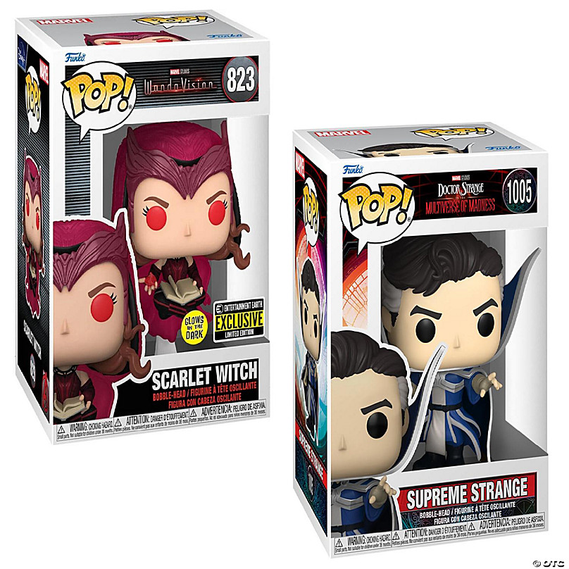 Funko Pop! Bobble Head 2 Pack Scarlet Witch (Glows in the Dark) and Supreme  Strange 823 1005