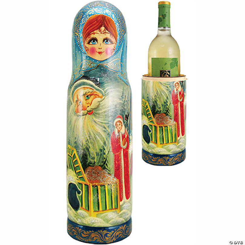 G. Debrekht Russian Santa Wooden Wine Bottle Box