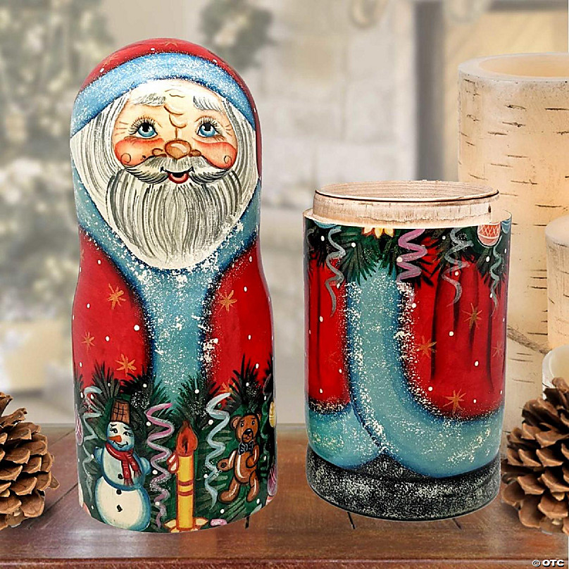 G. Debrekht Russian Santa Wooden Wine Bottle Box