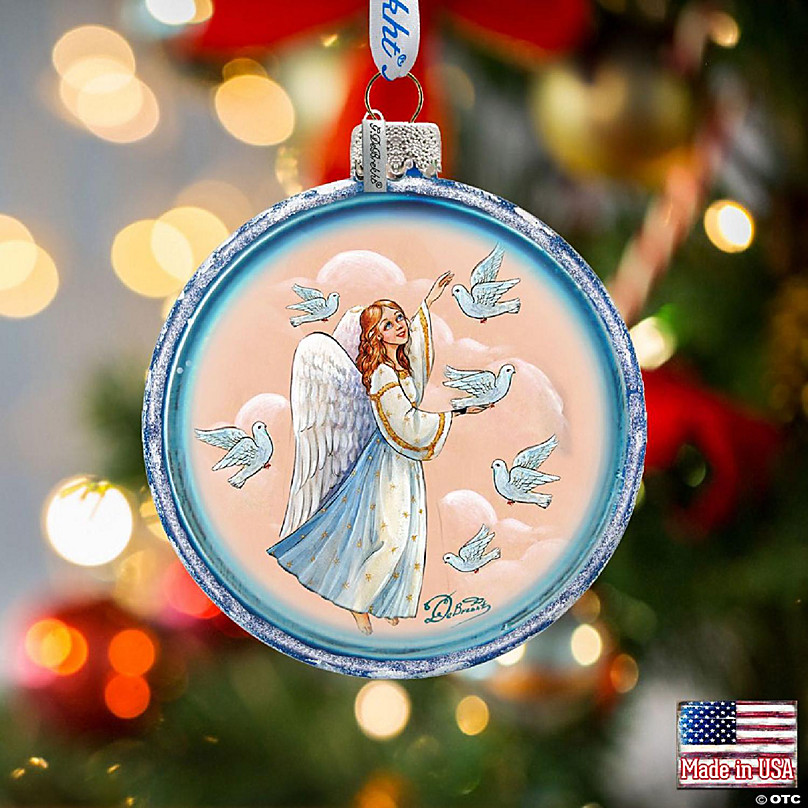 G. Debrekht White Doves Angel Glass Ornament Nativity Holiday Decor ...