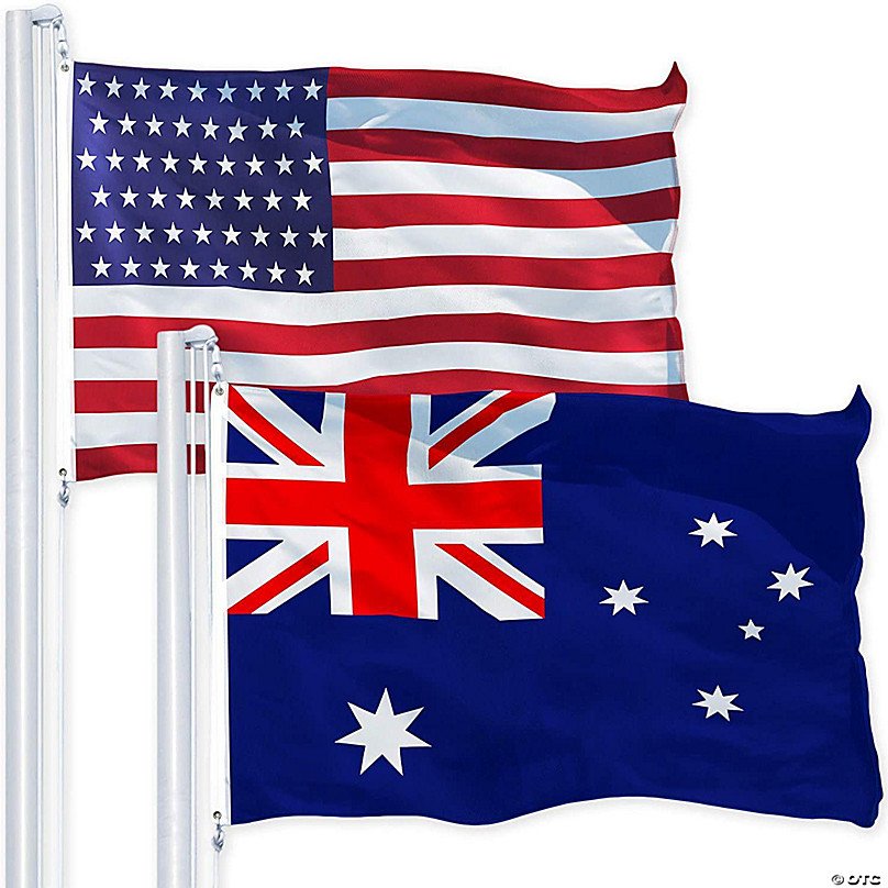 G128 Combo Pack USA American Flag 3x5 Printed Stars & Australia Australian Flag 3x5 Ft 150D Printed | Trading
