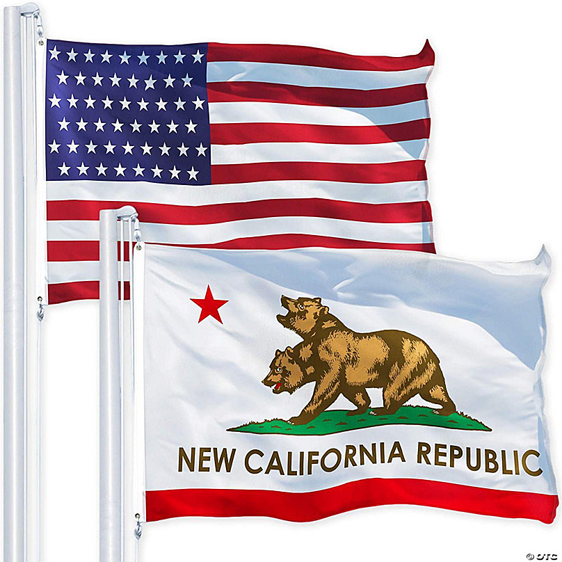 G128 Combo Pack USA American Flag 3x5 Ft 150D Printed Stars & New  California Republic State Flag 3x5 Ft 150D Printed
