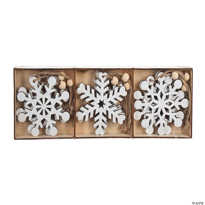  Porcelain Ceramic Snowflake Ornaments - Pack of 12