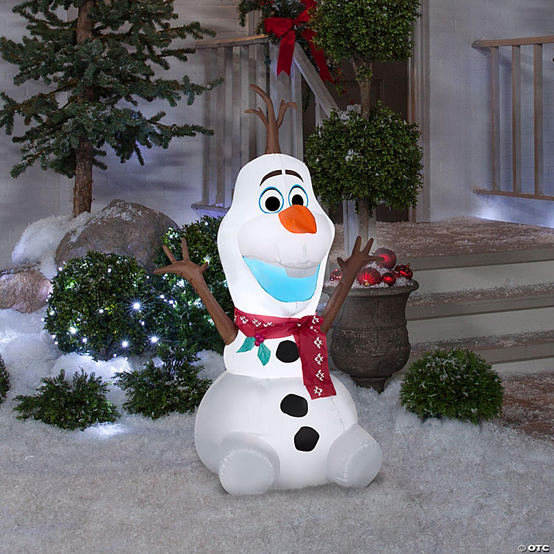 Gemmy 4ft Airblown Inflatable Olaf Holding Christmas Tree Disney 