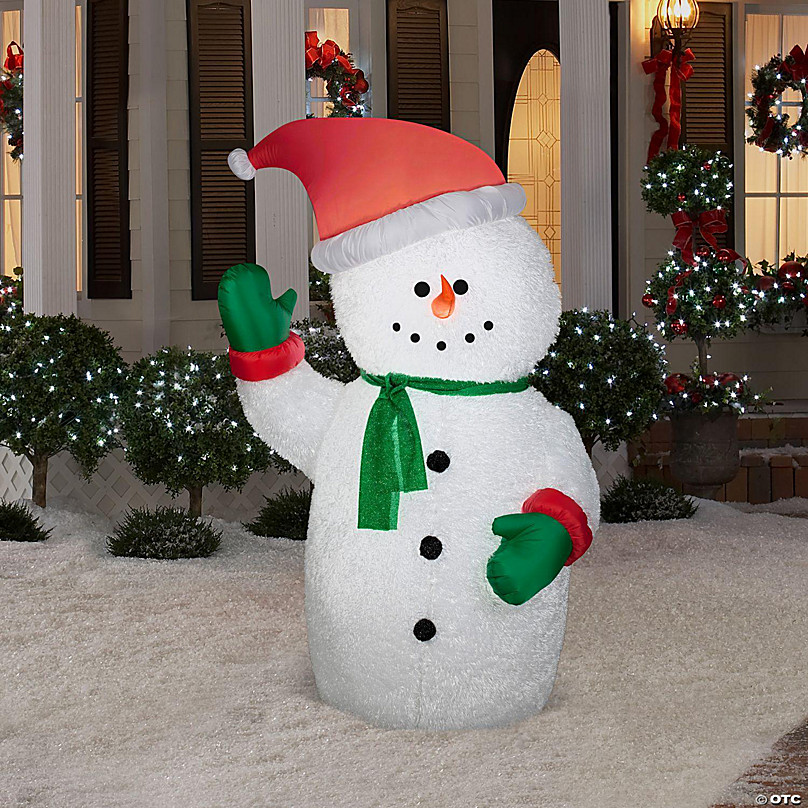 Gemmy Christmas Airblown Inflatable Mixed Media Snowman 6 ft Tall white