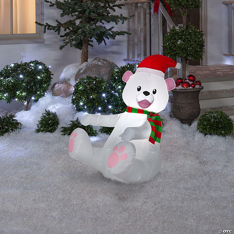 Gemmy Christmas Airblown Inflatable Polar Bear 3.5 ft Tall Multicolored ...