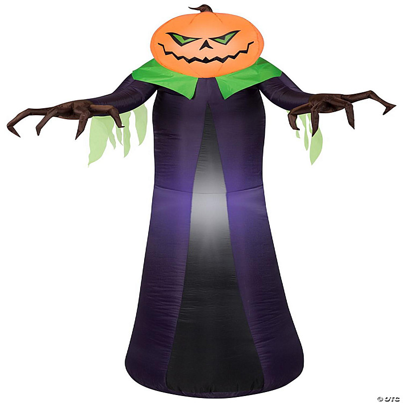 Gemmy Christmas Airblown Inflatable Pumpkin Reaper 6 ft Tall black