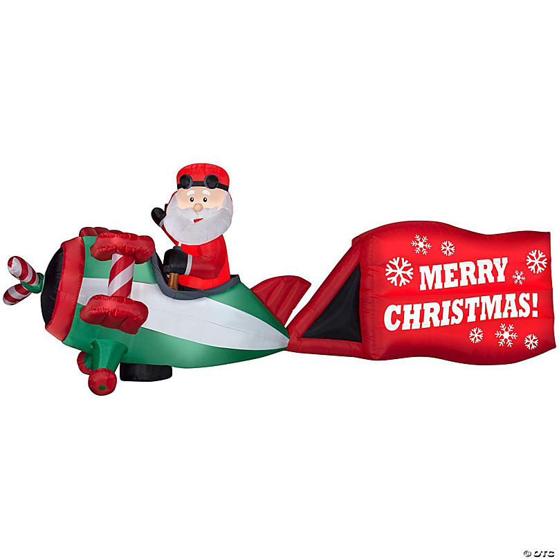 Gemmy Christmas Airblown Inflatable Santa on Airplane Colossal 6 ft