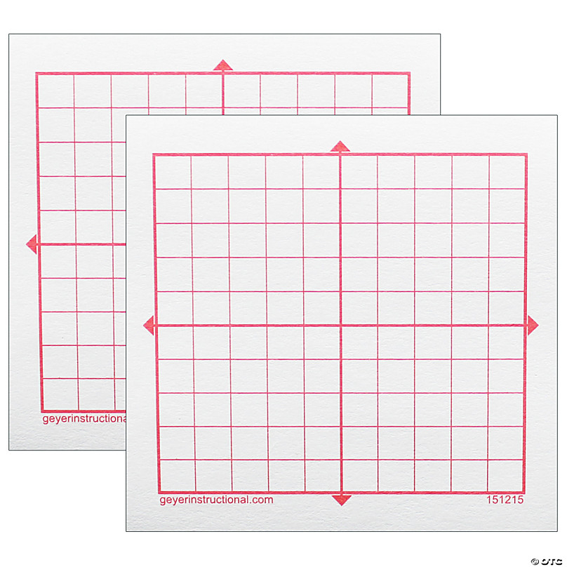 Geyer Instructional Graphing 3M Post-it Notes, XY Axis, 20 x 20 Square Grid, 4 Pads per Pack, 2 Packs