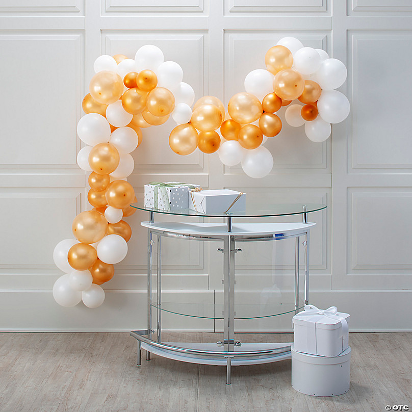 25-Ft. Black, White & Gold Balloon Garland Kit with Air Pump - 77 Pc. |  Oriental Trading