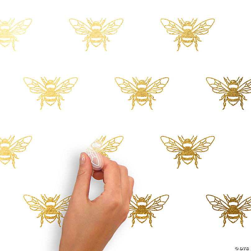 Bee Decor for Home, Gold Bee Decal, Bee Wall Decal Set