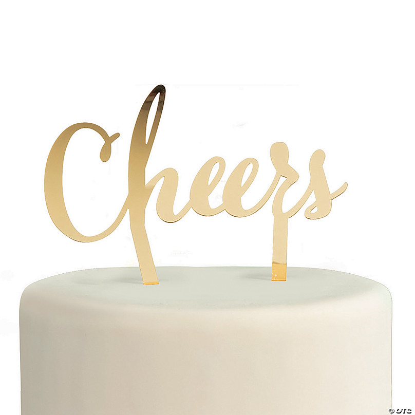 Gold Cheers Cake Topper