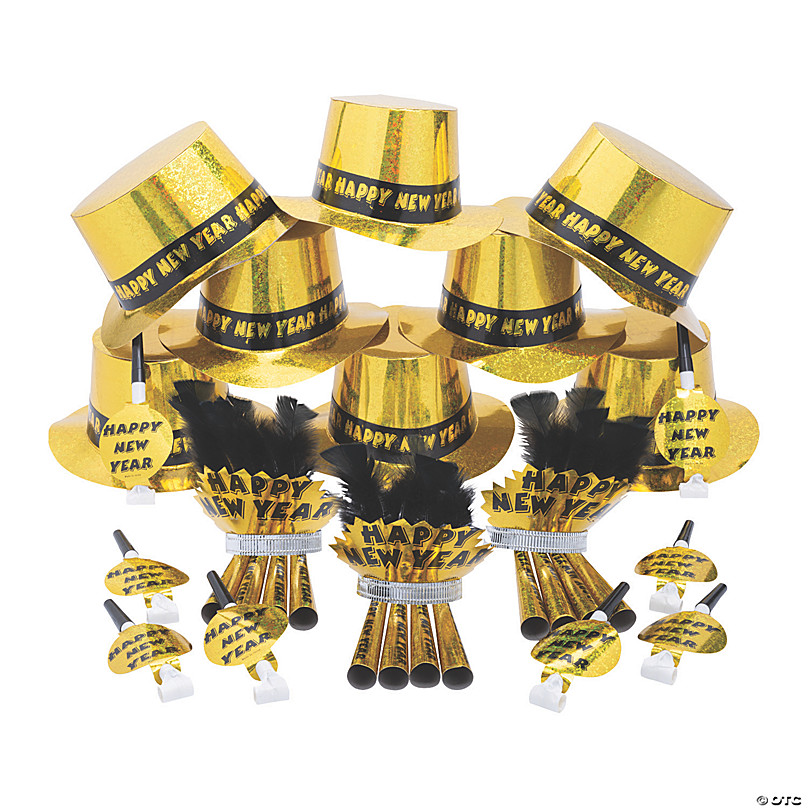 Black Gold Happy New Year Heart Headband 1920S Party Fancy Dress Accessory