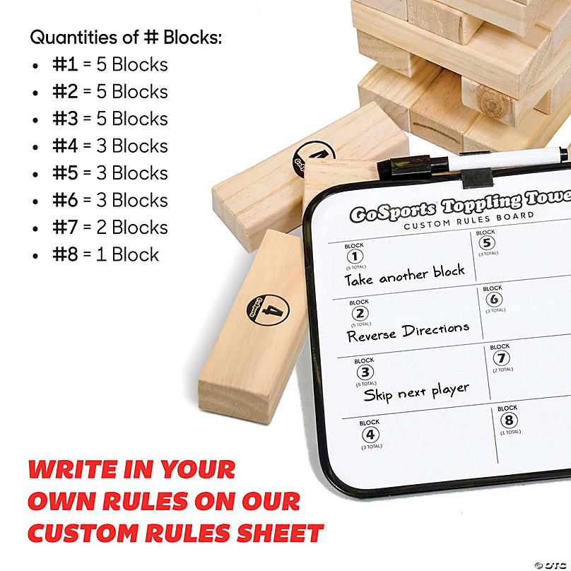 GoSports Large Toppling Tower with Bonus Rules