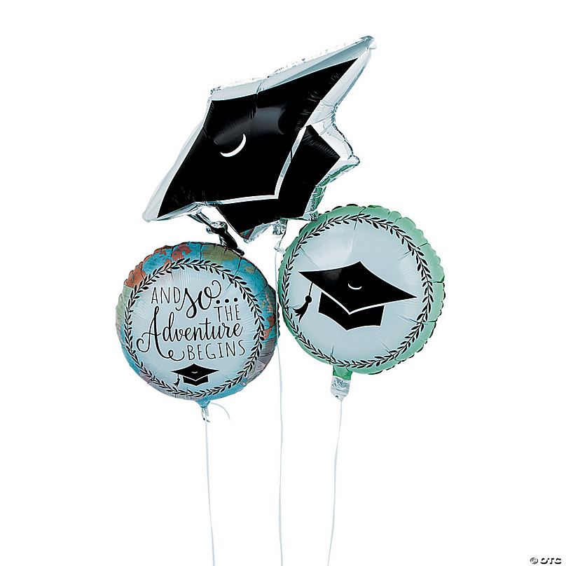 3 pc PURPLE CONGRATS GRAD Mylar Balloon Foil 18" Round Congratulation Graduation 