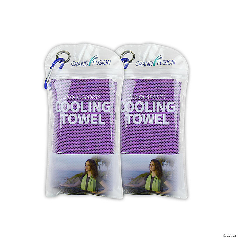 Grand Fusion Housewares 2Kool Sports Cooling Towel 2 Pack Pouch with  Carabiner / Purple